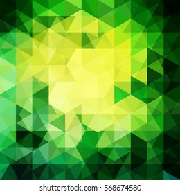Background of yellow, green geometric shapes. Abstract triangle geometrical background. Mosaic pattern. Vector EPS 10. Vector illustration