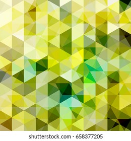 Background of yellow, green geometric shapes. Abstract triangle geometrical background. Mosaic pattern. Vector EPS 10. Vector illustration