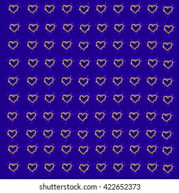 Background with yellow hearts. Vector illustration.