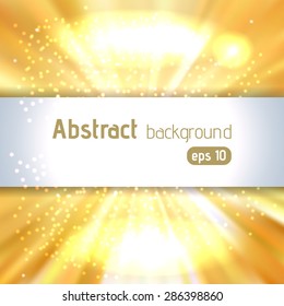 background of yellow luminous rays with place for text, vector illustration