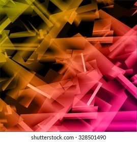 Background yellow pink abstract triangle geometry pattern crystal universe.