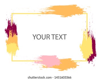 Background with yellow and pinky brush strokes and inside a rectangle and space for text