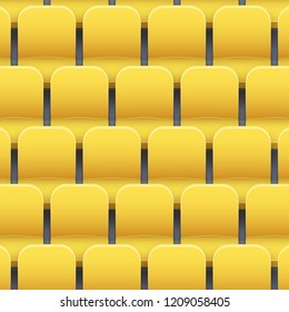 Background of yellow plastic stadium seats on sport arena and stadium. Vector illustration