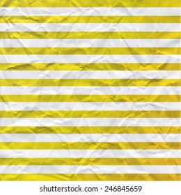 Background with yellow stripes of crumpled paper. Universal vector texture. Use for card, banner, letters, label etc.  Eps 10.