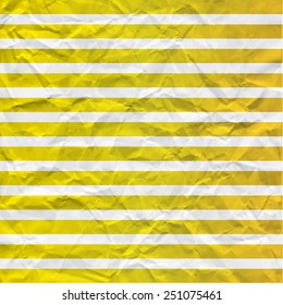 Background with yellow stripes of crumpled paper. Universal vector texture. Use for card, banner, letters, label etc.  Eps 10.