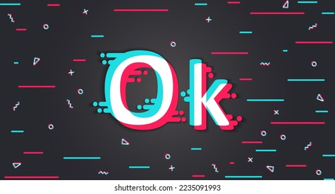 Background with yes button. Positive response, approval. Glitch background. Vector illustration