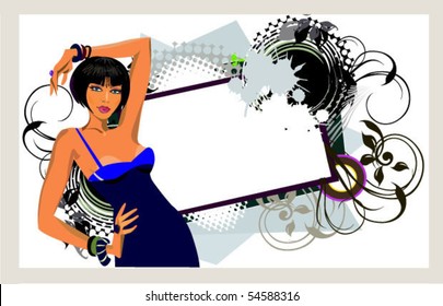 background with young woman