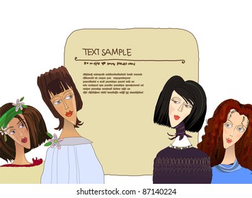 Background with young women