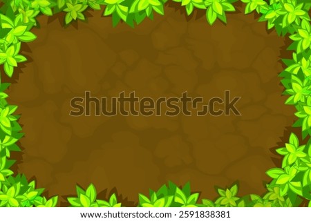 Background for your 2D games. Board Game top view-ground and leaves. Top Down Game Background for your games