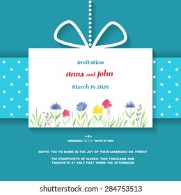 Background for your design Wedding invitation, save the date card. Vector Template Wedding  invitation card with watercolor flowers