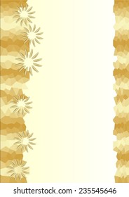 Background for your own text with golden mosaic and flowers