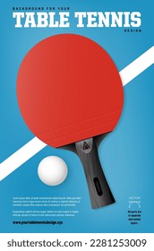 Background for your table tennis design with racket, ball and place for your text - vector illustration