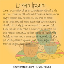 Background for your text with colored coffee cups