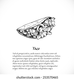 Background for your text with doodles on the theme Mexican fast food - tacos