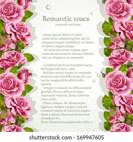 Background for your text with pink roses