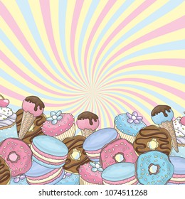 Background with yummy sweets
