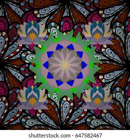 Background. Zentangle style. Mandala flower coloring book for adults Vector illustration. Lace seamless pattern. Anti-stress coloring for adult.