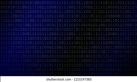 Background of zeros and ones in dark blue colors