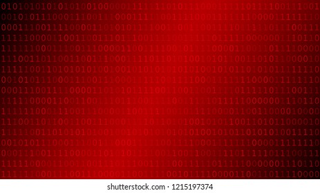 Background of zeros and ones in red colors