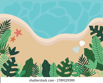 Background for zoom with tropical leaves theme Free Vector