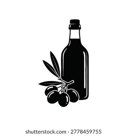 background.category: featuring black silhouette of an olive oil bottle with an olive...