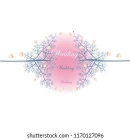 background-frame for wedding  with trees in pink and blue color