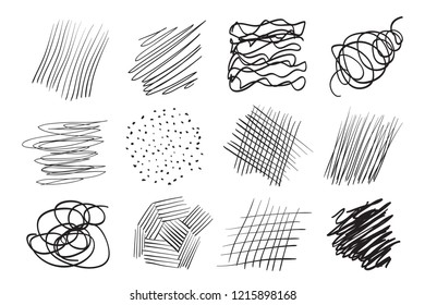 Backgrounds with array of lines. Intricate chaotic textures. Wavy backdrops. Hand drawn tangled patterns. Black and white illustration. Elements for posters and flyers