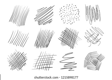 Backgrounds with array of lines. Intricate chaotic textures. Wavy backdrops. Hand drawn tangled patterns. Black and white illustration. Elements for posters and flyers