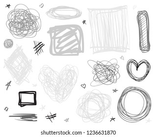 Backgrounds with array of lines. Intricate chaotic textures. Wavy backdrops. Hand drawn tangled patterns. Black and white illustration. Elements for design