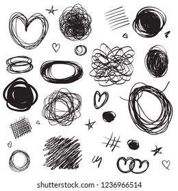 Backgrounds with array of lines on white. Intricate chaotic textures. Wavy backdrops. Hand drawn tangled patterns. Black and white illustration. Elements for design