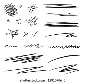 Backgrounds with array of lines. Stroke chaotic backdrops. Hand drawn patterns. Black and white illustration. Elements for posters and flyers