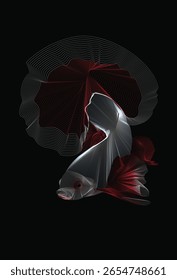 Línea de ilustración Mezcla de diseño de pescado. Fondo, gota de fondo