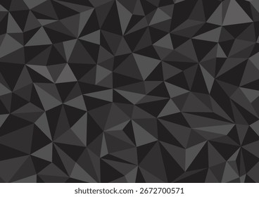 Fondo de Formas poligonales, mosaico de triángulos de polietileno bajo, fondo de cristales negros, Fondo de pantalla de diseño de Vector