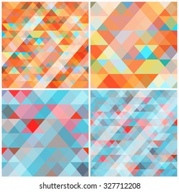 backgrounds for business, web design, print or presentation. Set of four abstract backgrounds with triangles and lines. Geometric mosaic.