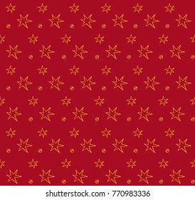 Backgrounds with Christmas and New Year items and puppy. Christmas and New year objects isolated on red background