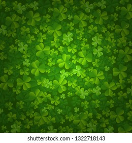 Backgrounds With Clovers With Gradient Mesh, Vector Illustration