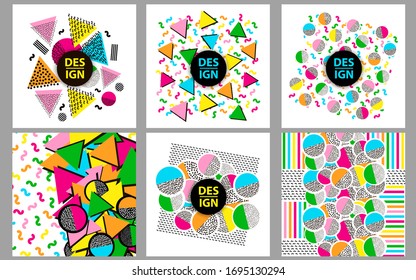 Hintergründe mit bunten geometrischen Figuren. Vektorillustration.