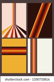 Backgrounds, Covers, Orange Patterns from the 1970s  Isolated Vintage Set