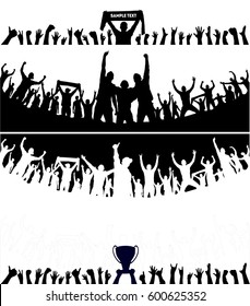 Backgrounds with cup champion and crowd cheering people