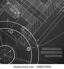 Backgrounds of engineering subjects. Technical illustration. Mechanical. Black background. Points
