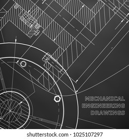 Backgrounds of engineering subjects. Technical illustration. Mechanical. Black background