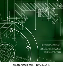 Backgrounds of engineering subjects. Technical illustration. Green background