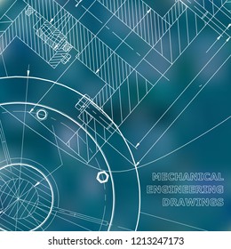 Backgrounds of engineering subjects. Technical illustration. Mechanical. Blue background