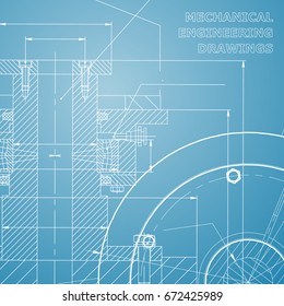Backgrounds of engineering subjects. Technical illustration. Mechanical engineering. Technical design. Instrument making. Cover, banner, flyer, background. Blue and white