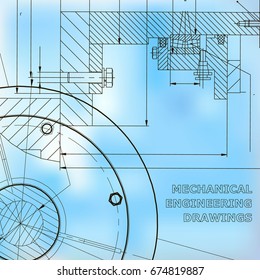 Backgrounds of engineering subjects. Technical illustration. Blue