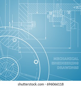 Backgrounds of engineering subjects. Technical illustration. Blue and white