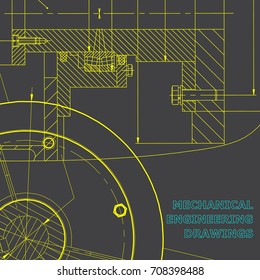 Backgrounds of engineering subjects. Technical illustration. Mechanical engineering. Technical design. Gray