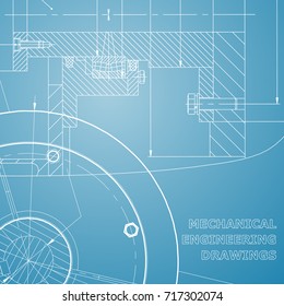 Backgrounds of engineering subjects. Technical illustration. Mechanical engineering. Technical design. Blue and white