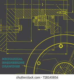 Backgrounds of engineering subjects. Technical illustration. Mechanical engineering. Technical design. Instrument making. Cover. Gray