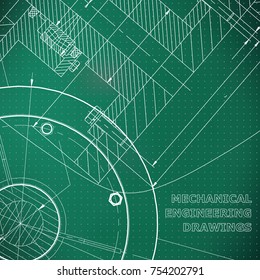 Backgrounds of engineering subjects. Technical illustration. Mechanical. Light green background. Points